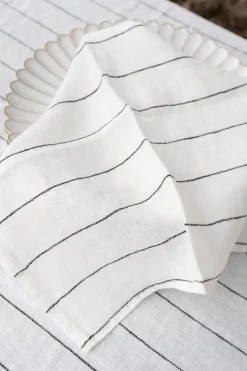 Cristina Oria Servilletas Y Accesorios^Servilleta De Lino Color Blanco Con Rayas Negras