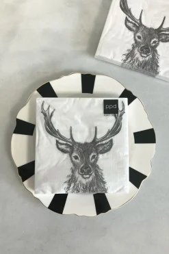 Cristina Oria Servilletas Y Accesorios^Servilletas Ciervo Blanco Y Negro Grandes