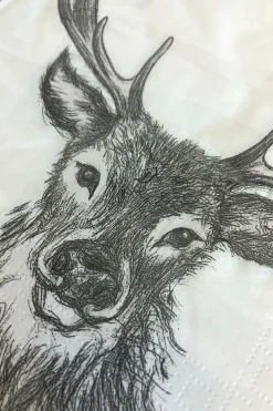 Cristina Oria Servilletas Y Accesorios^Servilletas Ciervo Blanco Y Negro Grandes