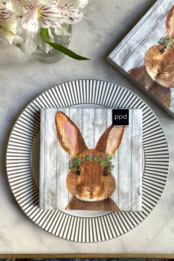 Cristina Oria Servilletas Y Accesorios^Servilletas Conejo Con Corona De Flores Verdes Grandes