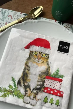 Cristina Oria Servilletas Y Accesorios^Servilletas Gato de Navidad Grandes