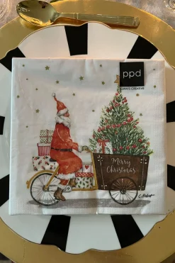 Cristina Oria Servilletas Y Accesorios^Servilletas Papa Noel en Bicicleta Grandes