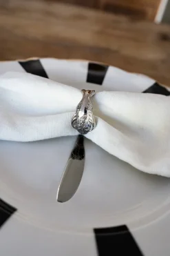 Cristina Oria Posavasos Y Servilleteros|Servilletas Y Accesorios^Servilletero Con Diseño De Cuchillo Plateado