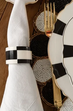 Cristina Oria Posavasos Y Servilleteros^Servilletero De Resina Abstracto Blanco Y Negro