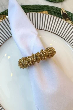 Cristina Oria Posavasos Y Servilleteros^Servilletero Dorado Bordado Con Cuentas