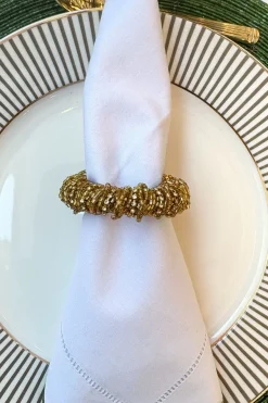 Cristina Oria Posavasos Y Servilleteros^Servilletero Dorado Bordado Con Cuentas