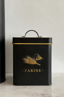 Cristina Oria Almacenaje^Set 6 Botes Metálicos De Almacenaje Negro Mate Con Ilustraciones Doradas