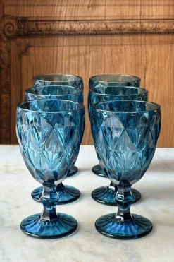 Cristina Oria Copas^Set 6 Copas Azules Diseño Rombos