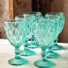 Cristina Oria Copas^Set 6 Copas Azules Turquesas Diseño Rombos