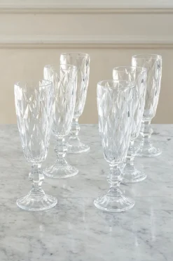 Cristina Oria Copas^Set 6 Copas Champagne Cristal Transparente Rombos
