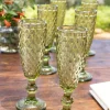 Cristina Oria Copas^Set 6 Copas Cristal Champagne Verde Rombos