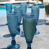 Cristina Oria Copas^Set 6 Copas Cristal Champagne Azul Oscuro Picos