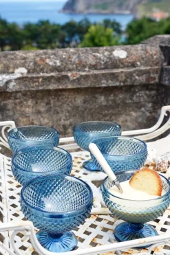 Cristina Oria Copas^Set 6 Copas Cristal Helado Azul Oscuro Picos