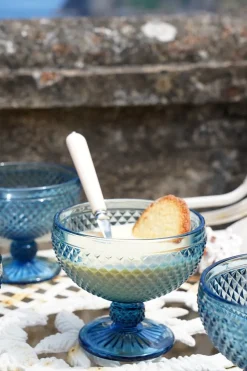 Cristina Oria Copas^Set 6 Copas Cristal Helado Azul Oscuro Picos