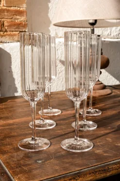 Cristina Oria Copas^Set 6 Copas De Champagne Cristal Ondas