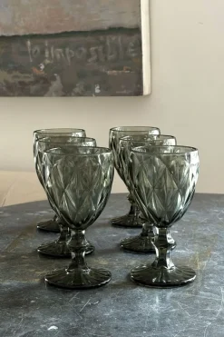 Cristina Oria Copas^Set 6 Copas Grises Diseño Rombos
