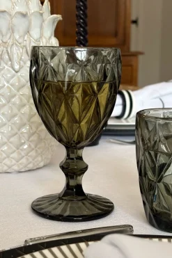 Cristina Oria Copas^Set 6 Copas Grises Diseño Rombos