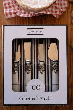 Cristina Oria Cubiertos De Aperitivo|Cuchillos^Set 4 Cuchillos De Queso Cubertería Amalfi CO