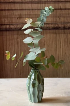 Cristina Oria Jarrones, Floreros Y Maceteros^Set 2 Floreros De Loza Esmaltada Verdes