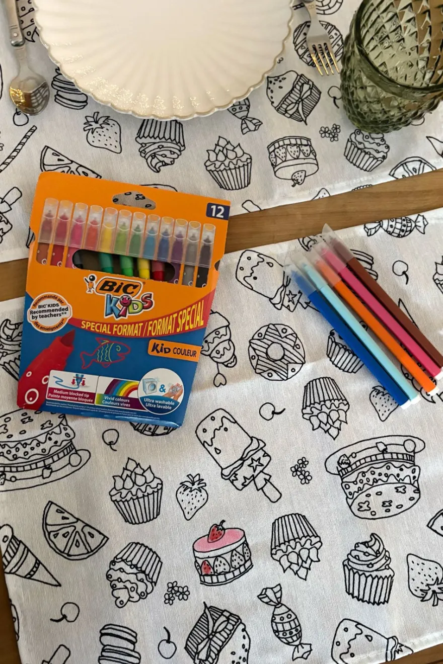 Cristina Oria Manteles Individuales|Minichef^Set 2 Individuales Coloreables Infantiles Con Motivos De Repostería Y Dulces