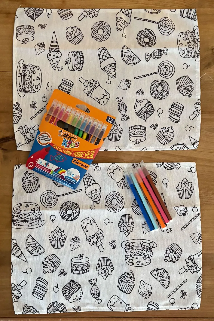 Cristina Oria Manteles Individuales|Minichef^Set 2 Individuales Coloreables Infantiles Con Motivos De Repostería Y Dulces