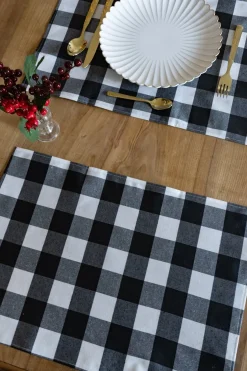 Cristina Oria Manteles Individuales|Manteles Antimanchas^Set 2 Manteles Individuales Con Diseño Vichy Negro