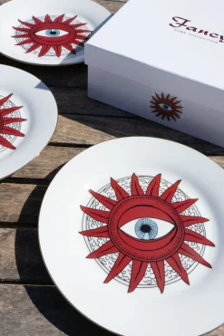 Cristina Oria Platos Y Bajoplatos^Set 6 Platos De Porcelana Con Diseño Good Luck