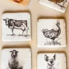 Cristina Oria Posavasos Y Servilleteros^Set 4 Posavasos Con Diseño De Animales De Granja
