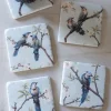 Cristina Oria Posavasos Y Servilleteros^Set 4 Posavasos De Mármol Diseño Pájaros
