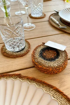 Cristina Oria Posavasos Y Servilleteros^Set 6 Posavasos de Seagrass Beige y Naranja