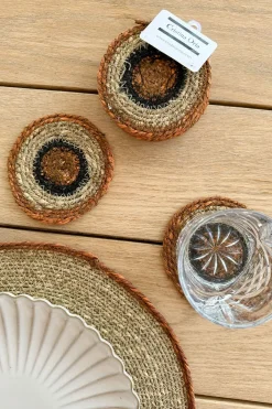 Cristina Oria Posavasos Y Servilleteros^Set 6 Posavasos de Seagrass Beige y Naranja