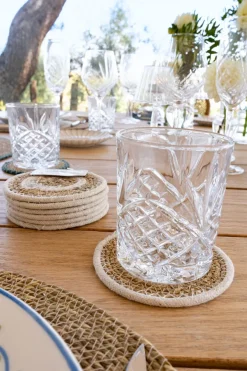 Cristina Oria Posavasos Y Servilleteros^Set 6 posavasos de Seagrass Beige y Blanco