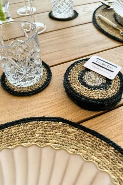 Cristina Oria Posavasos Y Servilleteros^Set 6 Posavasos de Seagrass Beige y Negro