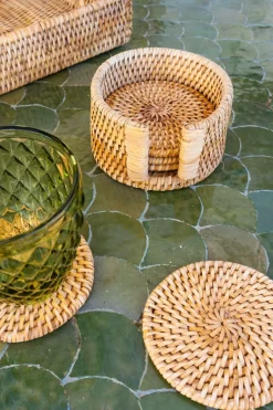 Cristina Oria Posavasos Y Servilleteros^Set 6 Posavasos Redondos De Ratán Marrón Natural