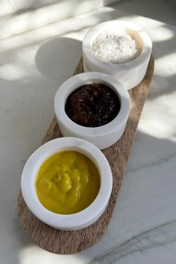 Cristina Oria Accesorios De Mesa^Set 3 Recipientes De Mármol Sobre Base De Madera