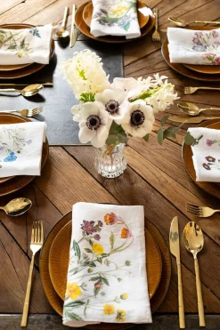 Cristina Oria Servilletas Y Accesorios^Set 6 Servilletas De Lino Con Diseño De Flores Silvestres