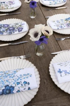 Cristina Oria Servilletas Y Accesorios^Set 6 Servilletas De Lino Con Diseño De Flores Azules