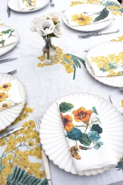 Cristina Oria Servilletas Y Accesorios^Set 6 Servilletas De Lino Con Diseño De Flores Amarillas
