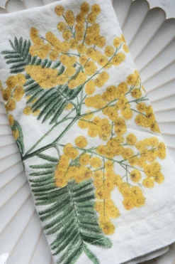 Cristina Oria Servilletas Y Accesorios^Set 6 Servilletas De Lino Con Diseño De Flores Amarillas