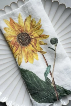 Cristina Oria Servilletas Y Accesorios^Set 6 Servilletas De Lino Con Diseño De Flores Amarillas