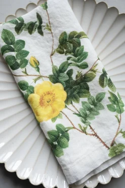 Cristina Oria Servilletas Y Accesorios^Set 6 Servilletas De Lino Con Diseño De Flores Amarillas