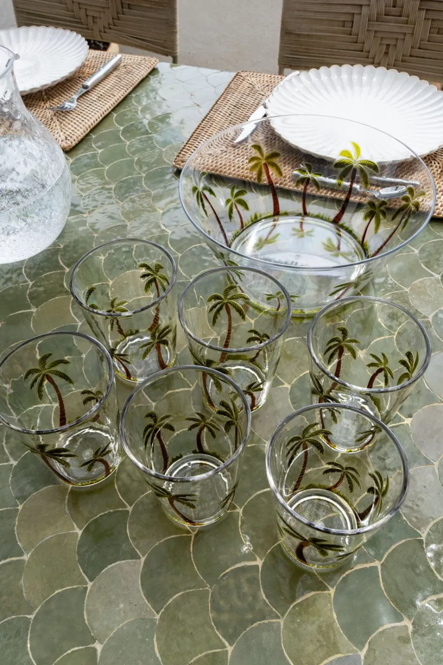 Cristina Oria Vasos^Set 6 Vasos Acrílicos Diseño Palmeras