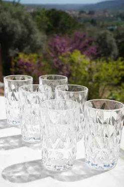 Cristina Oria Vasos^Set 6 Vasos Altos Cristal Transparente Rombos