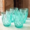 Cristina Oria Vasos^Set 6 Vasos Azules Turquesas Diseño Rombos