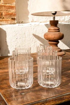 Cristina Oria Vasos^Set 6 Vasos Cristal Ondas Pequeños