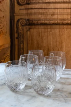 Cristina Oria Vasos^Set 6 Vasos Cristal Ovalados Pequeños Espiga