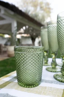 Cristina Oria Vasos^Set 6 Vasos Cristal Verde Picos