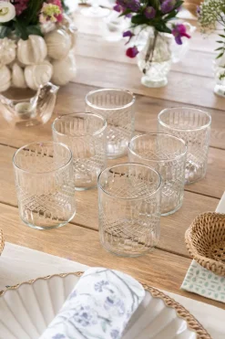 Cristina Oria Vasos^Set 6 Vasos De Cristal Tallado Rombos