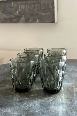 Cristina Oria Vasos^Set 6 Vasos Grises Diseño Rombos