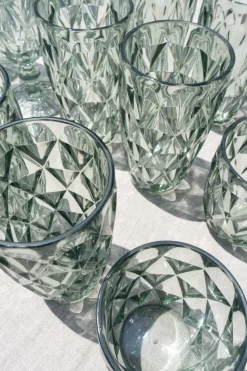 Cristina Oria Vasos^Set 6 Vasos Verdes Acrílicos Con Diseño De Rombos